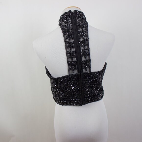 Crystal Beaded High Neck Glam Embellished Corset Top - Picture 2 of 8